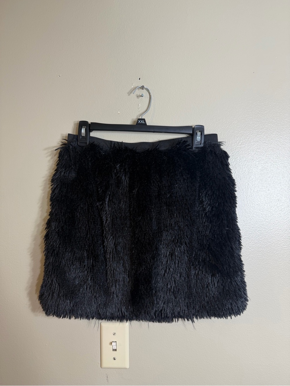 Black Faux Fur Mini Skirt Sz Medium